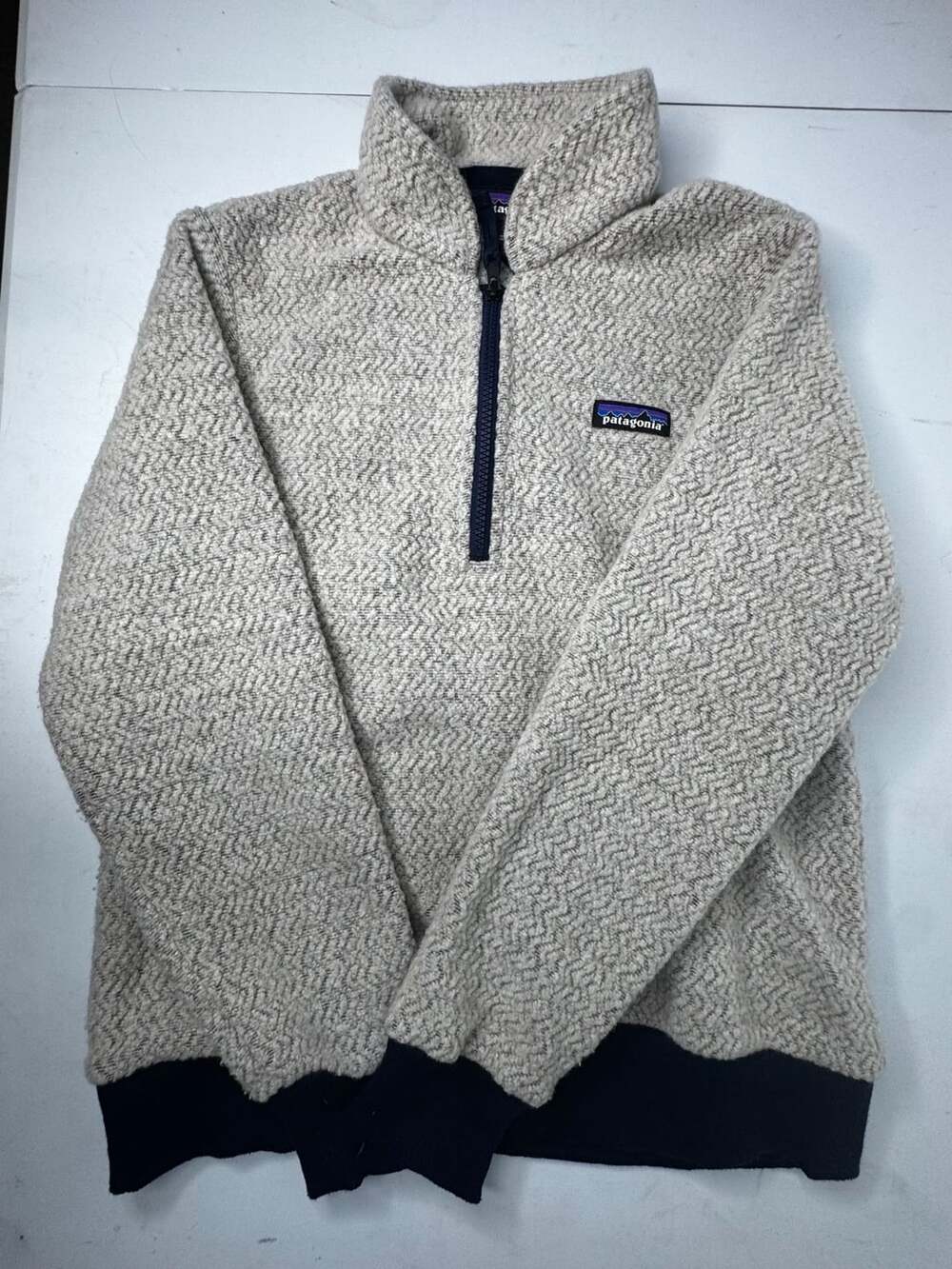 Patagonia Woolyester Fleece 1/4 Zip Pullover Size S Oatmeal Grey
